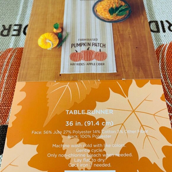 Kohl's Celebrate Fall Together Table Runner Autumn Pumpkin Patch 36" L x 13" W - Picture 8 of 8